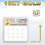 dgisc22 box w 10kt gold nose screws w 1.25mm clear round cz 