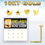dgisc4 10kt gold nose screw with assorted shaped tops