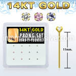 dgys4 box w 14kt gold bend it nose studs w prong set 1.5mm cz 