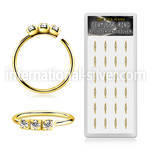 dnsm267 18k gold plated 925 silver seamless nose hoops 1.5mm prong set clear gems