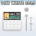 dwys1 box w 14kt white gold bend it nose studs w 2mm czs
