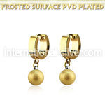 ergfot8 gold steel huggies earrings w 8mm ball w frosted effect