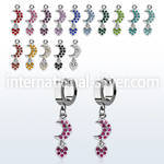 erhmh steel huggies earrings w dangling moon w heart