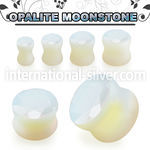 fgsa opalite moonstone double flare ear plug faceted cut