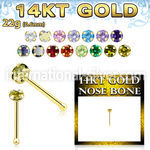 gbzm3 14 karat yellow gold nose bone 22g prong set round cz