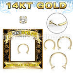 gcbz 14karat yellow gold horseshoe 16g threadless push in cz