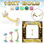 ggbno 18k gold threadless pushin curved barbell 16g cabochon
