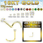 ggszm 18 karat yellow gold nose screw 22g prong set color cz