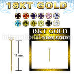 ggyzm1 18 karat gold bend it to fit nose stud 22g color cz