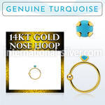 ghge7 14kt nose ring genuine turquoise stone prong setting