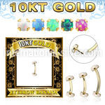 gibno gold eyebrow banana w thread less top w synthetic opal