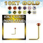 ginsczm15 10 karat yellow gold l shaped nose stud color cz
