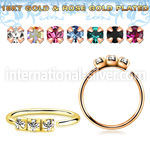 gpnham8 18k gold plated 925 silver seamless nose hoop 1.5mm prong set clear gems