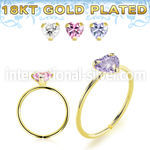 gpzhm22 18 karat plated silver seamless nose ring 22g heart