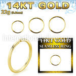 gsel22 14 karat yellow gold seamless nose ring hoop 22g