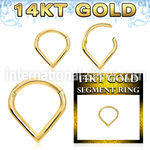 gsgha16 14k yellow gold hinged segment hoop 16g drop shaped