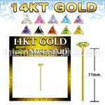 gyztm1 14 karat gold bend it to fit nose stud triangle cz