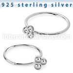 hptsv silver seamless nose ring hoop triple balls top