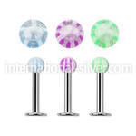 lbdxw steel labret w a 3mm acrylic ball w star pattern