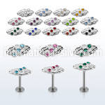 lbfw4c steel labret w a leave upper part w three crystals