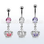 mcdz590 steel belly banana w cz dangling crown w cz