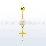 mgocrs gold steel belly banana w opal  plain simple cross