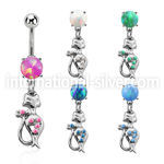 moop475 steel belly banana w 7mm opal dangling lady cat