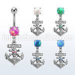moop691 steel belly banana w 7mm opal dangling anchor skull
