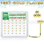 nwtsv36g 18k gold plating silver nose screws triple balls 36