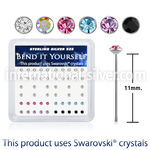 ny14mxsw silver nose studs assorted swarovski gem