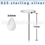 nyvdr sterling silver nose stud teardrop shaped top
