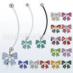 pnd595d pregnancy belly ring w dangling multi crystal ribbon 