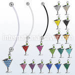 pndmar2 pregnancy belly ring w dangling crystal martini glass 