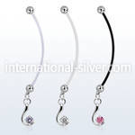 pndz730 pregnancy belly ring w dangling with a single cz