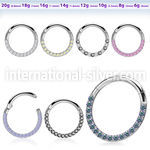 sgsh11 surgical steel segment ring cz stones at side