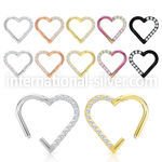 sgtsh27 pvd plating steel hinged segment hoop cnc cz heart