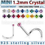 silver nose screw bulk w mini 1.2mm prong set crystals