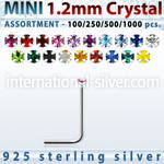 silver nose stud bulk w mini 1.2mm prong set crystals