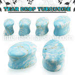 tgsc turquoise double flare saddle ear plug teardrop shape