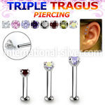 tlbczin 316l steel internal tragus labret w 2 5mm prong set cz