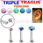 tlbio steel internal tragus labret w flat top w opal