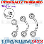 ubneb4si titanium internal curved barbell 4mm balls