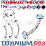 ubnin11 titanium curved barbell 16g flat back gems internal