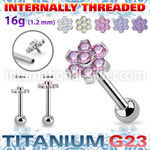 uhein10 titanium barbell internal threading 7 color cz