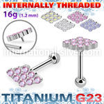 uhein25 titanium barbell cz rhombus shape ball cnc internal