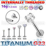 ulbin12 titanium labret internal threading 3 5 color cz