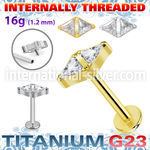 ulbin32 titanium labret stud 16g double triangle cz internal