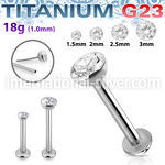 ulbpisz18 titanium labret stud 18g threadless push in top