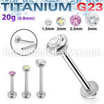 ulbpisz20 titanium labret stud 20g threadless push in top