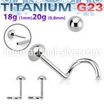 unswnord titanium threadless push in nose screw half ball